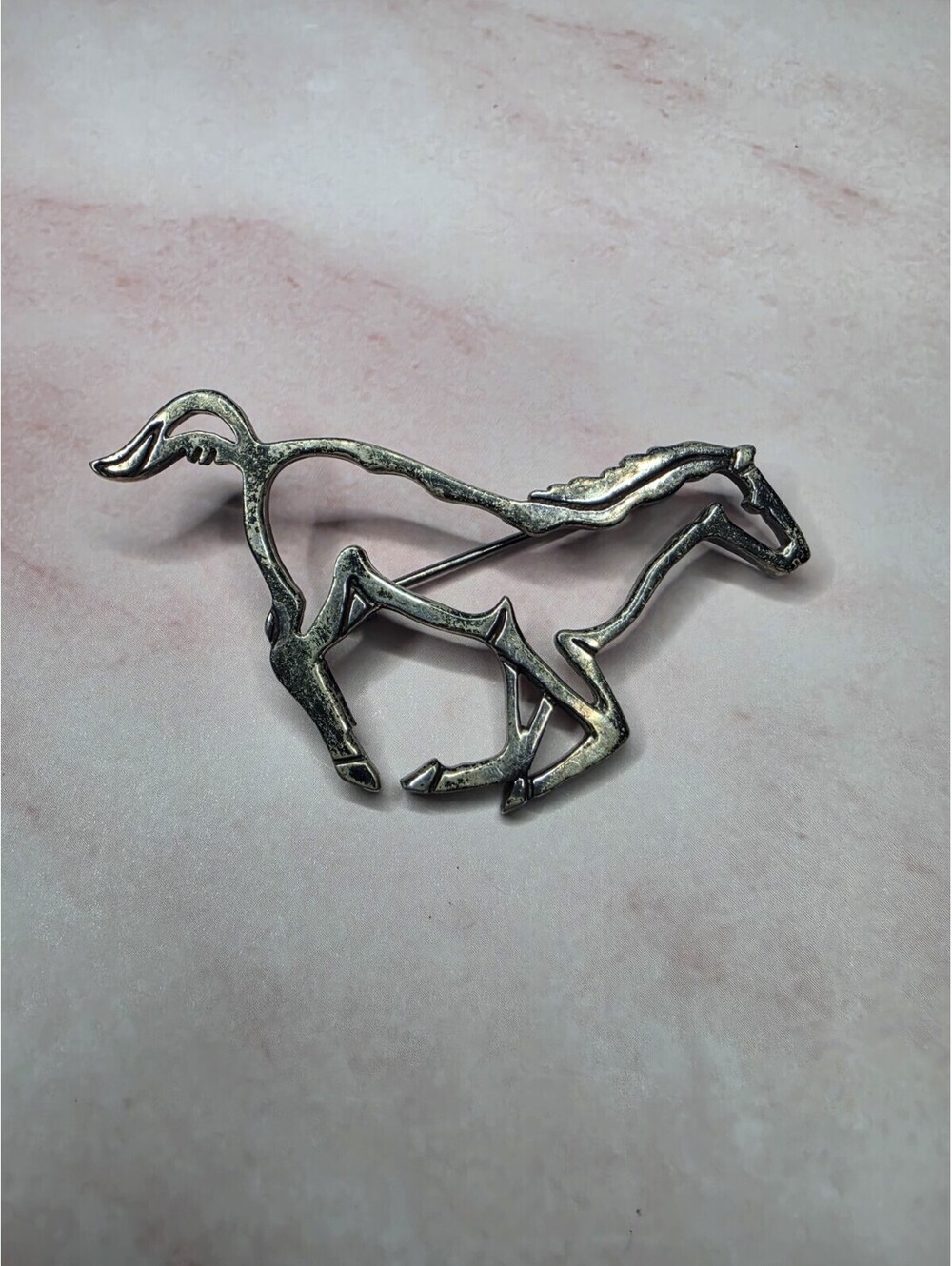 Vintage Sterling Silver Running Horse Brooch Pin